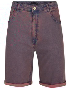 Bigdude Coloured Stretch Denim Shorts Washed Red